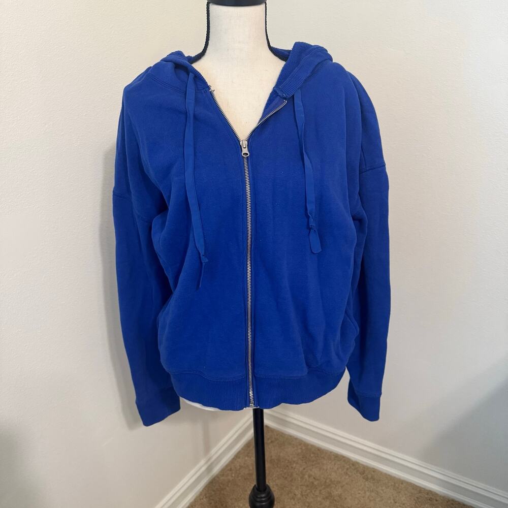 Aerie Royal Blue Zip Front Hoodie Sweatshirt Womens Size XL